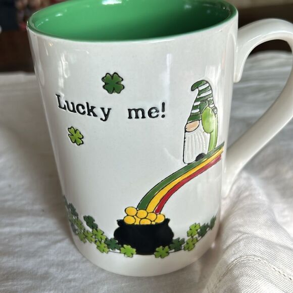 AG Lucky Me Gnome Rainbow St Patrick’s Day Shamrock Ceramic Coffee Mug New - Picture 5 of 5